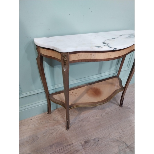 87 - French kingwood and ormolu mounted side table with marble top on cabriole legs. {67 cm H x 79 cm W x... 