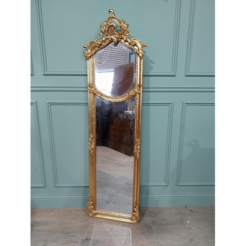 99 - Decorative French pier wall mirror. {178 cm H x 53 cm W}.
