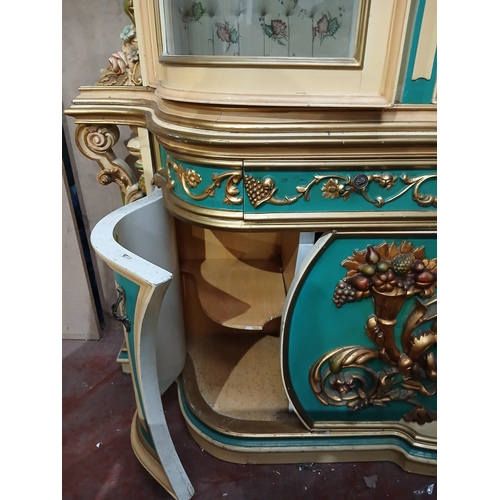 105 - Baroque style Italian sideboard with four drawers with a matching baroque style three door glazed ca... 