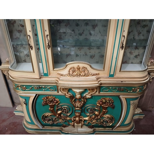 105 - Baroque style Italian sideboard with four drawers with a matching baroque style three door glazed ca... 
