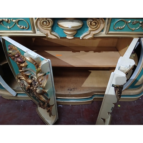 105 - Baroque style Italian sideboard with four drawers with a matching baroque style three door glazed ca... 