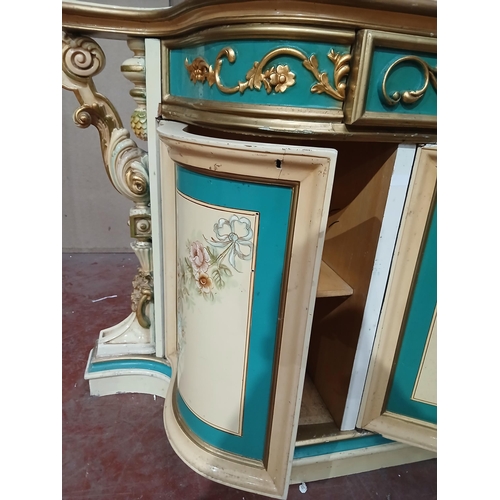 105 - Baroque style Italian sideboard with four drawers with a matching baroque style three door glazed ca... 