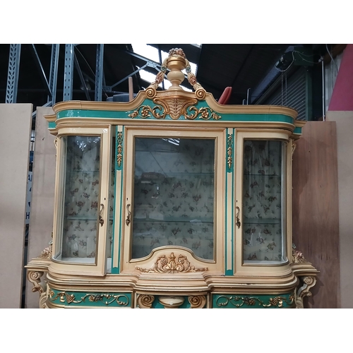 105 - Baroque style Italian sideboard with four drawers with a matching baroque style three door glazed ca... 