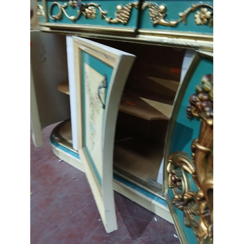 105 - Baroque style Italian sideboard with four drawers with a matching baroque style three door glazed ca... 