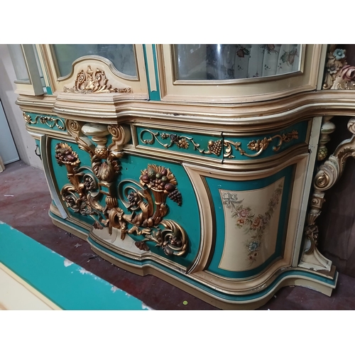 105 - Baroque style Italian sideboard with four drawers with a matching baroque style three door glazed ca... 