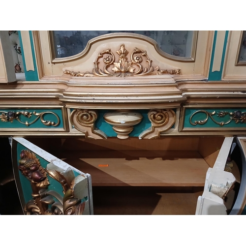 105 - Baroque style Italian sideboard with four drawers with a matching baroque style three door glazed ca... 