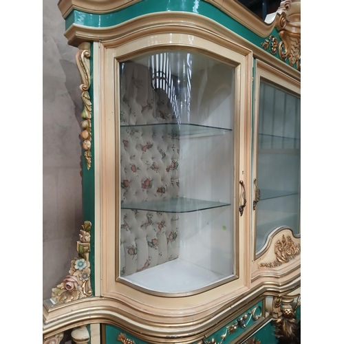 105 - Baroque style Italian sideboard with four drawers with a matching baroque style three door glazed ca... 