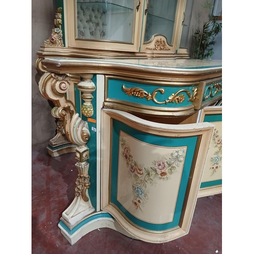 105 - Baroque style Italian sideboard with four drawers with a matching baroque style three door glazed ca... 