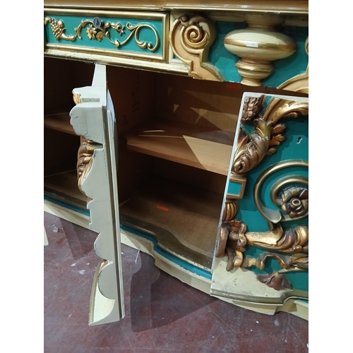 105 - Baroque style Italian sideboard with four drawers with a matching baroque style three door glazed ca... 