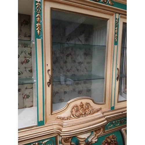 105 - Baroque style Italian sideboard with four drawers with a matching baroque style three door glazed ca... 