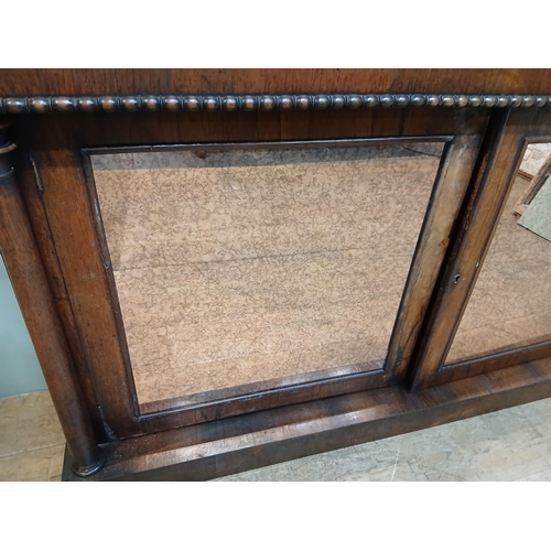 132 - Rosewood chiffonier sideboard featuring a marble top and antique mirrored doors.  {H 160cm x W 168cm... 