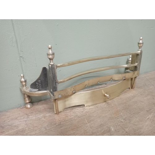 140 - Brass Regency style fire front. {H 25cm x W 65cm x D 20cm }.   NOT AVAILABLE TO VIEW IN PERSON.