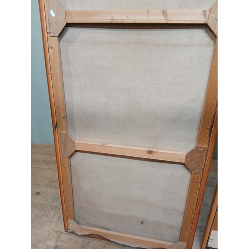 154 - Pair of oil on canvas scenes - Heron and Countryside.  {H 250cm x w 79cm }.  NOT AVAILABLE TO VIEW I... 