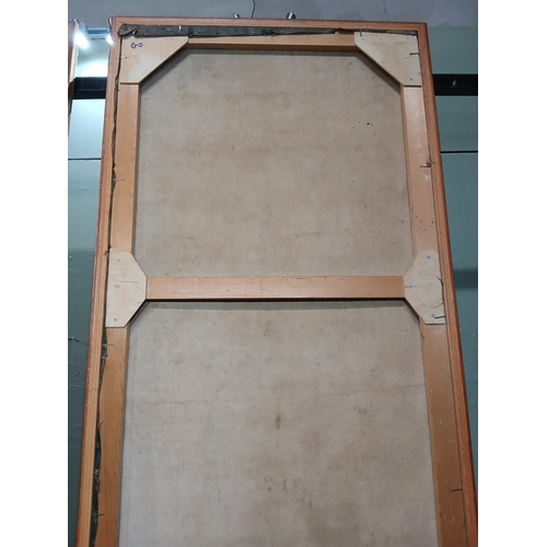 154 - Pair of oil on canvas scenes - Heron and Countryside.  {H 250cm x w 79cm }.  NOT AVAILABLE TO VIEW I... 