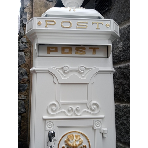 175 - Cast aluminium post box  {96 cm H x 40 cm W x 30 cm D}.  NOT AVAILABLE TO VIEW IN PERSON.