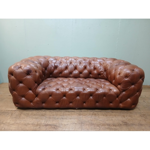 250 - Leather upholstered deep buttoned Chesterfield sofa.  {H 70cm x W 200cm x D 100cm }.  NOT AVAILABLE ... 