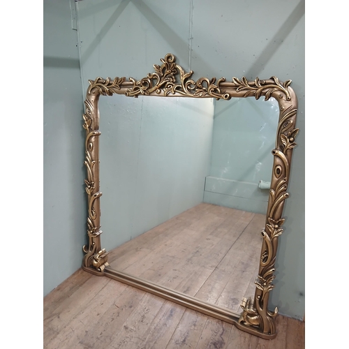 340 - Giltwood Baroque style floor mirror with ornate carved frame.{H 193cm x W 185cm x D 9cm }.  NOT AVAI... 
