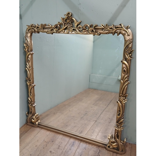 340 - Giltwood Baroque style floor mirror with ornate carved frame.{H 193cm x W 185cm x D 9cm }.  NOT AVAI... 