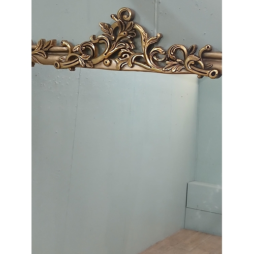340 - Giltwood Baroque style floor mirror with ornate carved frame.{H 193cm x W 185cm x D 9cm }.  NOT AVAI... 