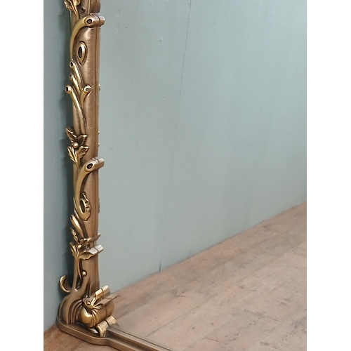 340 - Giltwood Baroque style floor mirror with ornate carved frame.{H 193cm x W 185cm x D 9cm }.  NOT AVAI... 