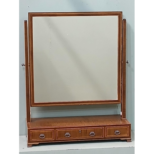 375 - Inlaid dressing table mirror with three drawers.  {75 cm H x 61 cm W x 22 cm D}.  NOT AVAILABLE TO V... 