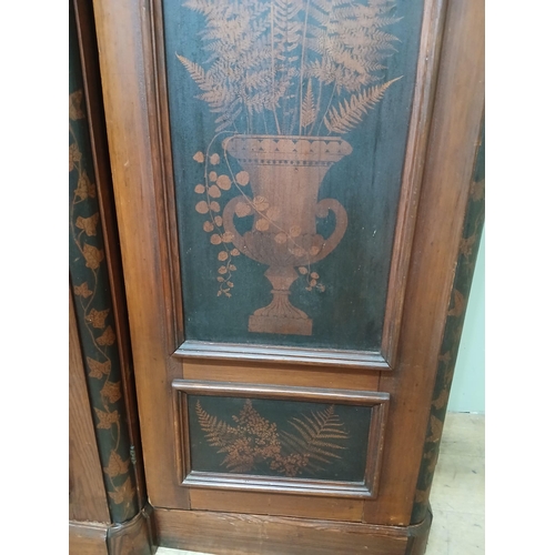 380 - Irish George III style triple fern ware wardrobe flanked by two doors with internal brass clothes ra... 