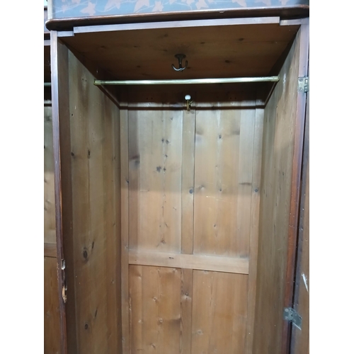 380 - Irish George III style triple fern ware wardrobe flanked by two doors with internal brass clothes ra... 
