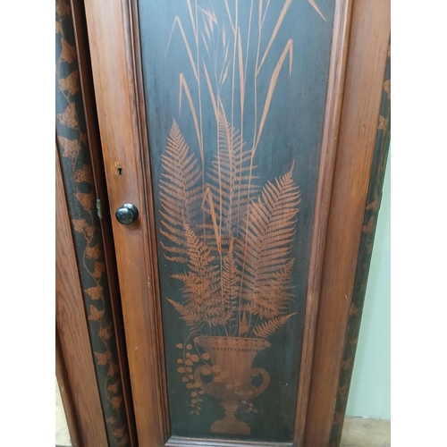 380 - Irish George III style triple fern ware wardrobe flanked by two doors with internal brass clothes ra... 