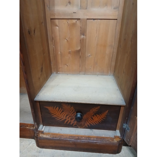 380 - Irish George III style triple fern ware wardrobe flanked by two doors with internal brass clothes ra... 