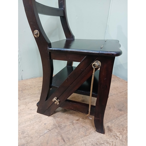 408 - Mahogany metamorphic library chair.  {H 87cm x W 43cm xx D 39cm Ladder H 88cm x W 42cm x D 66cm }.  ... 