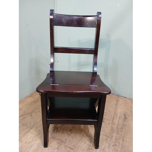 408 - Mahogany metamorphic library chair.  {H 87cm x W 43cm xx D 39cm Ladder H 88cm x W 42cm x D 66cm }.  ... 