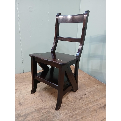408 - Mahogany metamorphic library chair.  {H 87cm x W 43cm xx D 39cm Ladder H 88cm x W 42cm x D 66cm }.  ... 