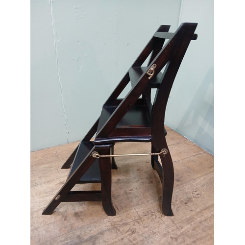 408 - Mahogany metamorphic library chair.  {H 87cm x W 43cm xx D 39cm Ladder H 88cm x W 42cm x D 66cm }.  ... 
