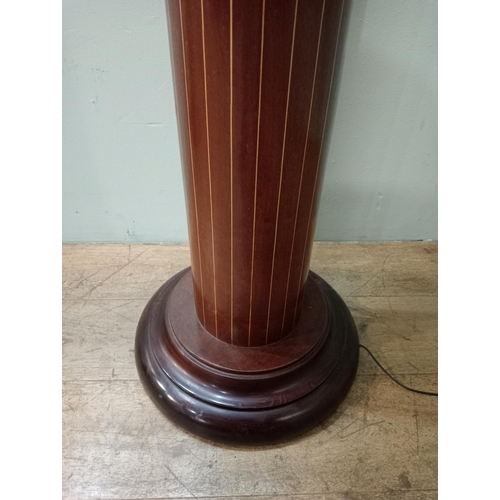 411 - Pair of satinwood string inlaid floor standard floor uplighters.  {H 182cm x Dia 50cm }.  NOT AVAILA... 