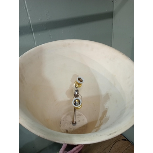 411 - Pair of satinwood string inlaid floor standard floor uplighters.  {H 182cm x Dia 50cm }.  NOT AVAILA... 