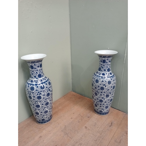 415 - Large pair of blue and white Oriental vases.  {H 97cm x Dia 35cm }.  NOT AVAILABLE TO VIEW IN PERSON... 