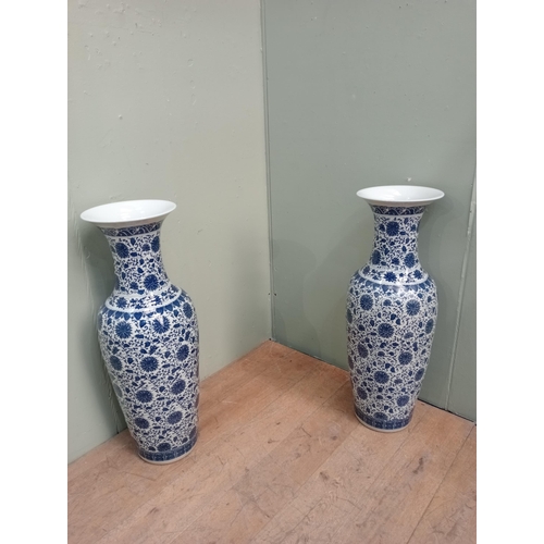 415 - Large pair of blue and white Oriental vases.  {H 97cm x Dia 35cm }.  NOT AVAILABLE TO VIEW IN PERSON... 