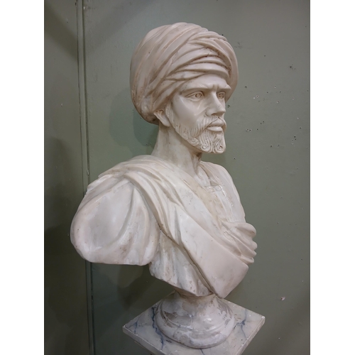 43 - Marble bust { Arab Sheik of Cairo}.  French artist Charles Henri Cordier. {H 70cm x W 54cm x D 30cm ... 