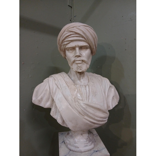 43 - Marble bust { Arab Sheik of Cairo}.  French artist Charles Henri Cordier. {H 70cm x W 54cm x D 30cm ... 