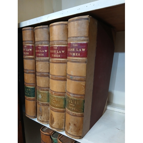 45 - Set of twenty one Irish Law Times leather bound books 1873-1885.  {Each Book 28 x 19 x 4 }.  NOT AVA... 