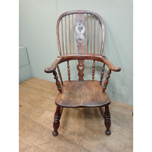 485A - Victorian yew wood and elm broad arm Windsor chair.  {H 105cm x W 64cm x D 60cm }.  NOT AVAILABLE TO... 