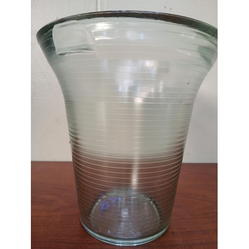 55 - Anchor Hocking Manhattan pattern glass vase.  {H 25cm x Dia 25cm }.  NOT AVAILABLE TO VIEW IN PERSON... 