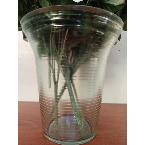 55 - Anchor Hocking Manhattan pattern glass vase.  {H 25cm x Dia 25cm }.  NOT AVAILABLE TO VIEW IN PERSON... 