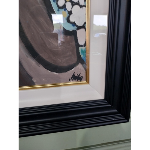 139 - Nuns in Garden Markey Robinson gouache mounted in painted wooden frame. {66 cm H x 47 cm W}.