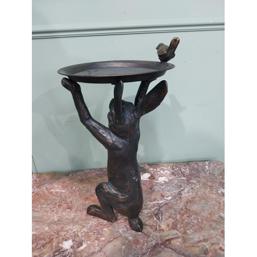3 - Cast bronzed alloy lamp table in the form of a Rabbit. {53 cm H x 29 cm Dia.}.