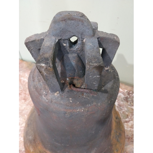 4 - Large cast iron bell with original clapper. {40 cm H x 36 cm Dia.}.