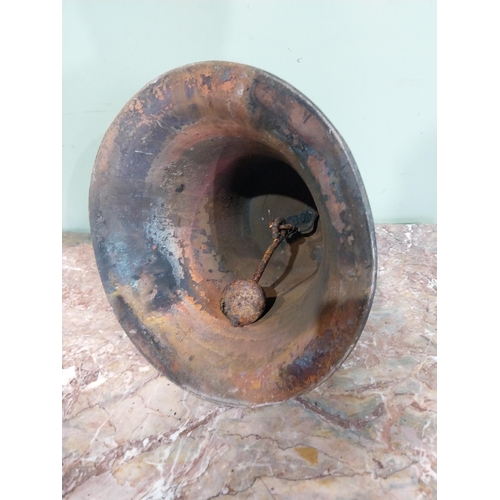 4 - Large cast iron bell with original clapper. {40 cm H x 36 cm Dia.}.