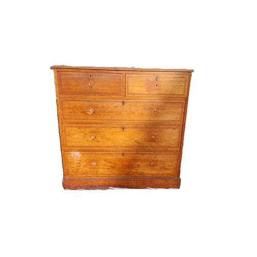 407 - Edwardian pine chest of drawers. {105 cm H x 107 cm W x 54 cm D}.
