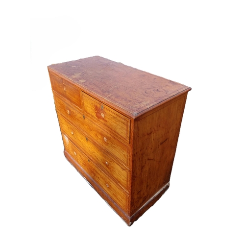 407 - Edwardian pine chest of drawers. {105 cm H x 107 cm W x 54 cm D}.