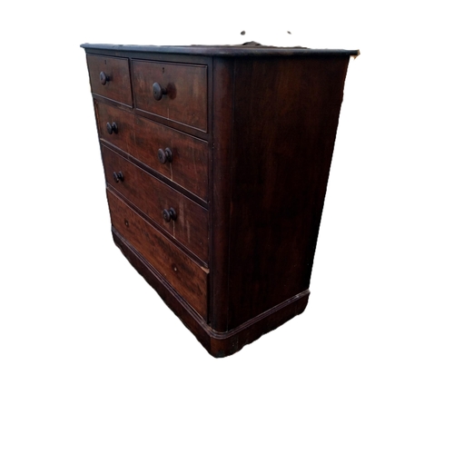 424 - Victorian mahogany chest of drawers. {112 cm H x 120 cm W  x57 cm D}.
